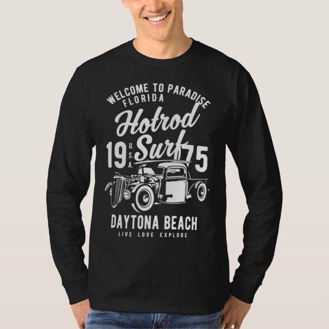 Camiseta Daytona Beach Florida Retro Hotrod Surf  13 (Anverso)