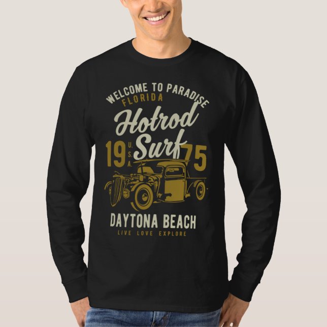 Camiseta Daytona Beach Florida Retro Hotrod Surf  5 (Anverso)