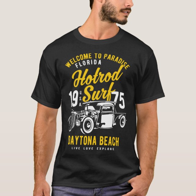 Camiseta Daytona Beach Florida Retro Hotrod Surf  6 (Anverso)