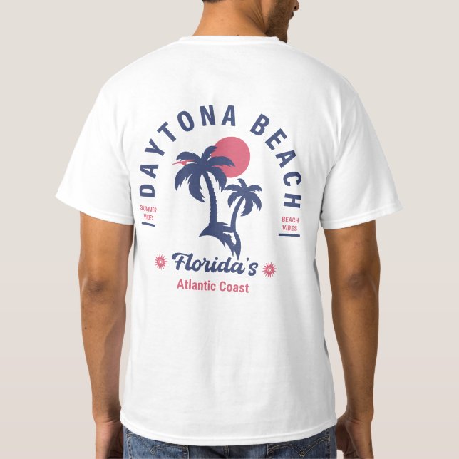Camiseta Daytona Beach Florida Retro Sunset Souvenirs (Reverso)