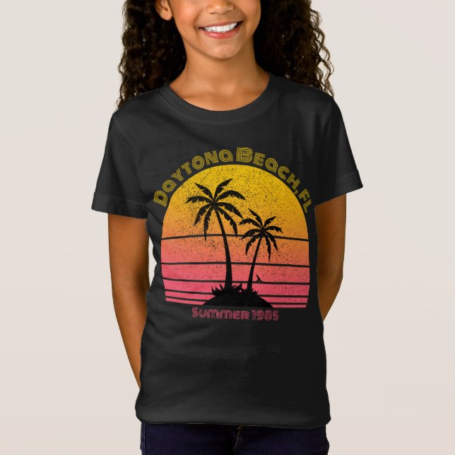 Camiseta Daytona Beach Retro Sunset Palms (Anverso)