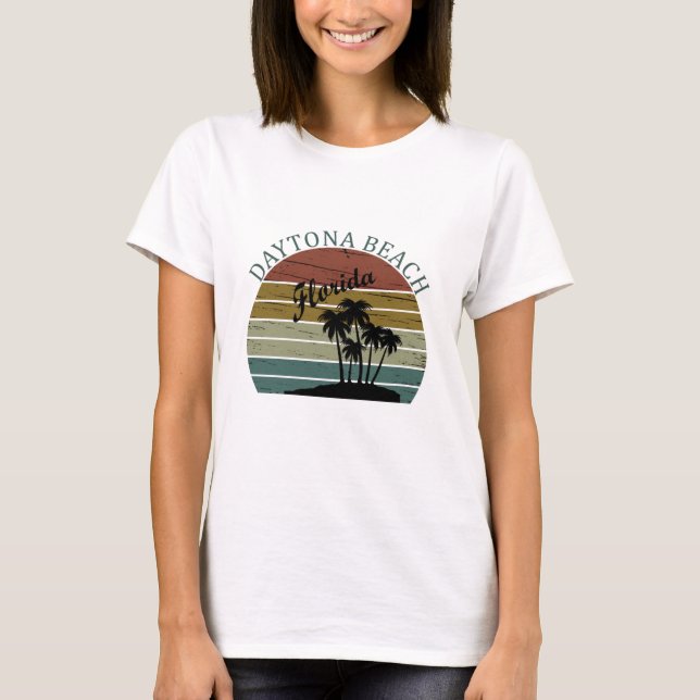 Camiseta Daytona playa vintage sunset retro paisaje (Anverso)
