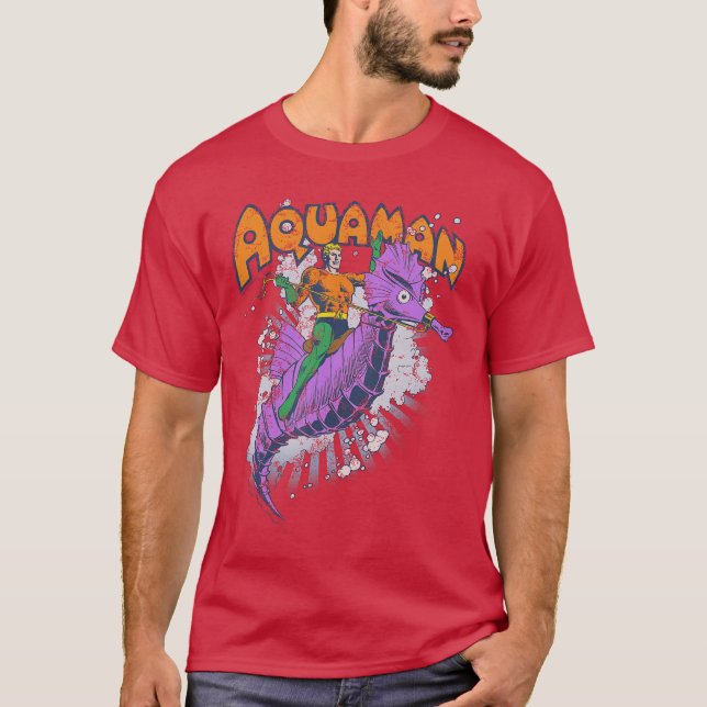 Camiseta DC Comics Aquaman Ride Free UniseAdults Blue Small (Anverso)