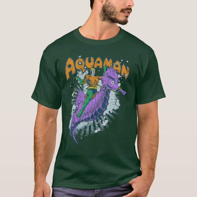 Camiseta DC Comics Aquaman Ride Free UnisexAdults Blue Smal (Anverso)