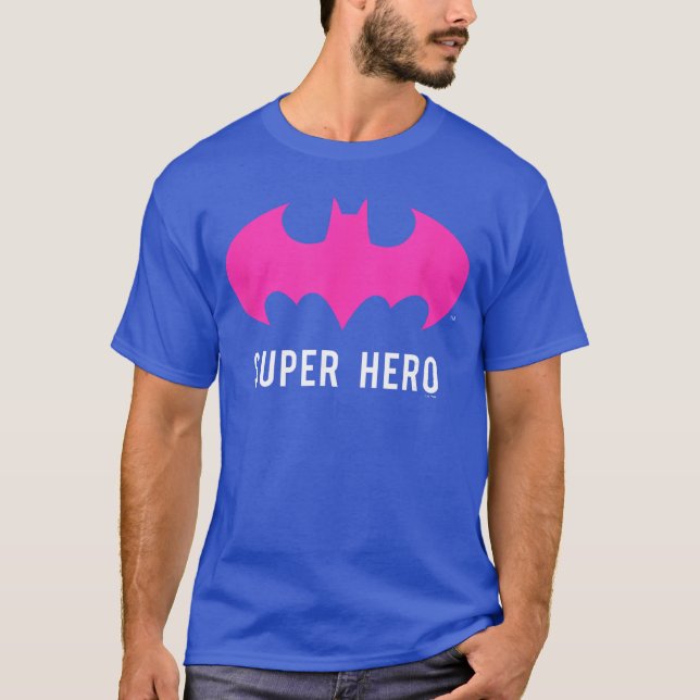 Camiseta DC Comics Batman Super Héroe Neon Rosa Símbolo de  (Anverso)