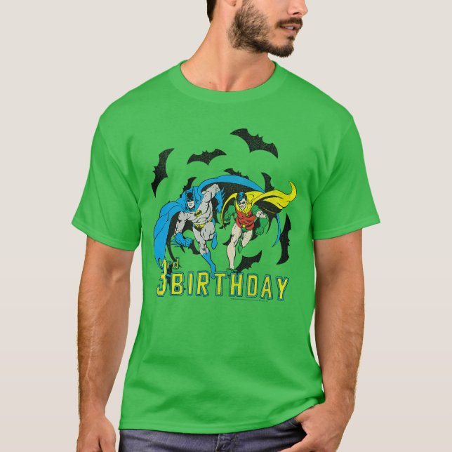 Camiseta DC Comics Batman y Robin 3er cumpleaños Murciélago (Anverso)