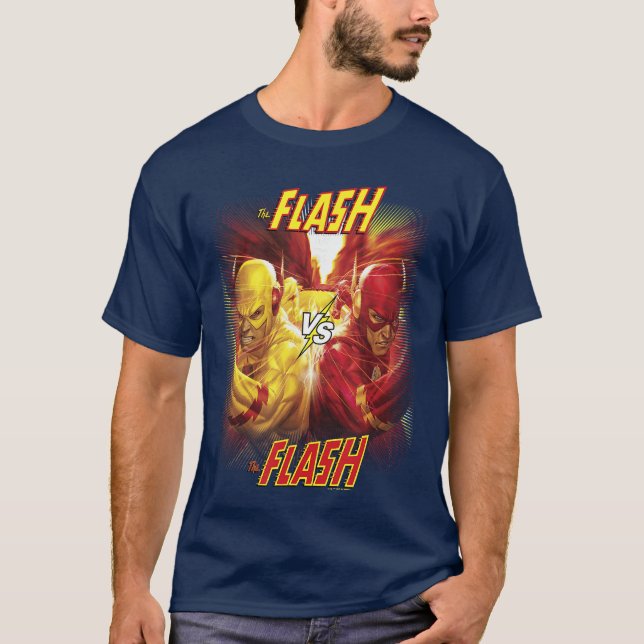 Camiseta DC Comics Flash vs Reverse Flash Cómic Héroe Post (Anverso)