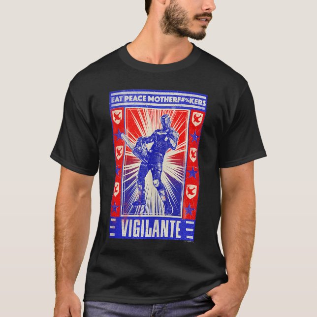 Camiseta DC Comics Peacemaker Vigilante Chainsaw Posteranko (Anverso)