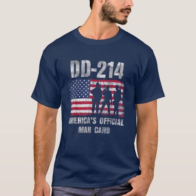 Camiseta Dd214 Tarjeta de hombre oficial de América Funny M (Anverso)