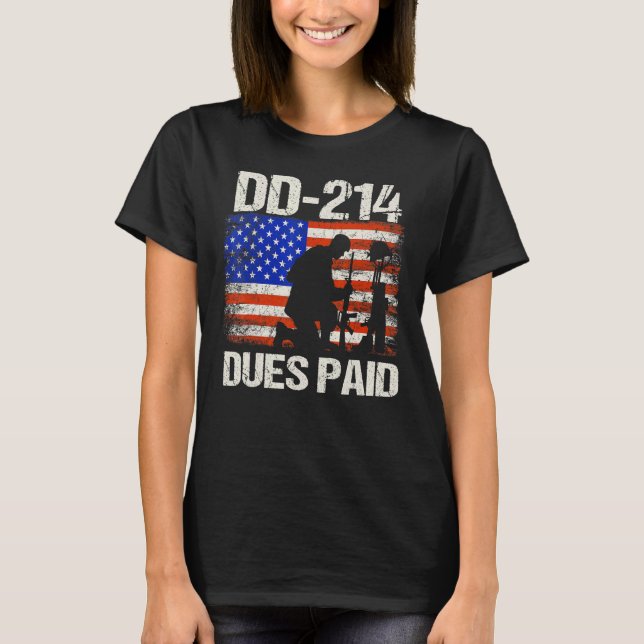 Camiseta Dd-214 Derechos Pagados Dd214 Soldado Veterano (Anverso)