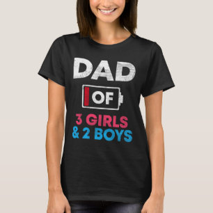 Camiseta De 3 Chicas y 2 niños con batería baja papá padre3