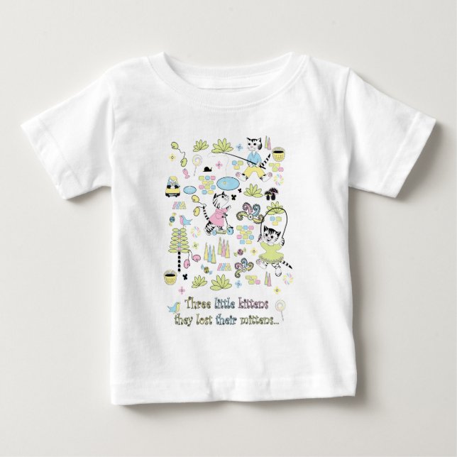 Camiseta de 3 pequeña gatitos (Anverso)