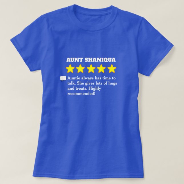 Camiseta de 5 estrellas de la tía Review (Diseño del anverso)