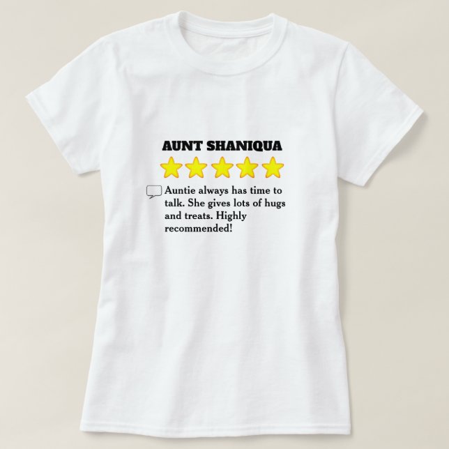 Camiseta de 5 estrellas de la tía Review (Diseño del anverso)