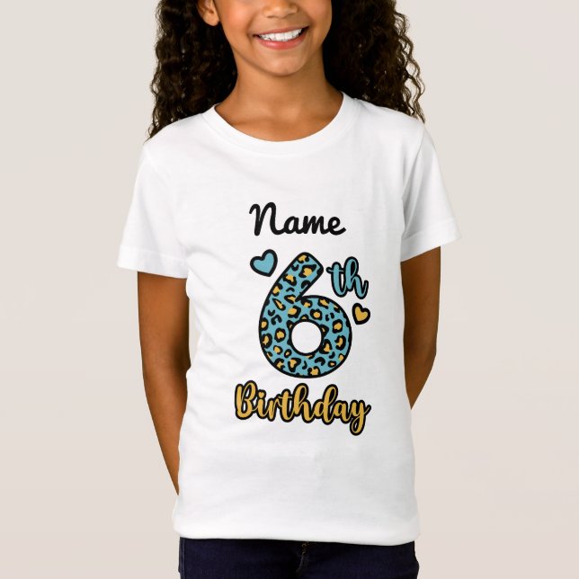 Camiseta de 6º cumpleaños de Leopard Baby (Anverso)