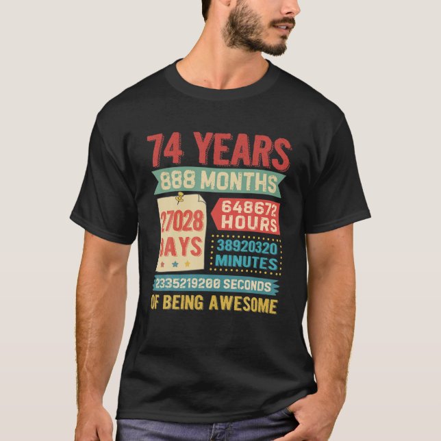 Camiseta De 74 Años De Edad 74 Decoraciones De Cumpleaños B (Anverso)