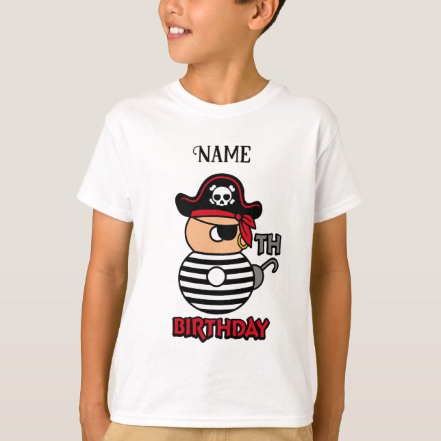 Camiseta de 8 cumpleaños del Pirata Personalizado (Anverso)