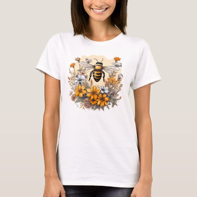 Camiseta de abejas y flores silvestres (Anverso)