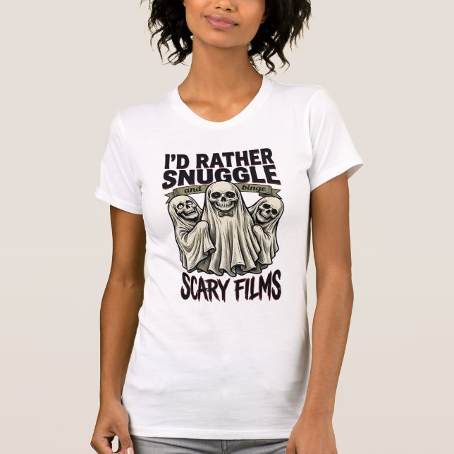 Camiseta de abrazo de terror calavera divertida No (Anverso)