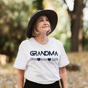 Camiseta de abuela con nombres de nietos, regalos 