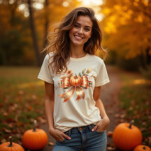 Camiseta de Acción de Gracias con lazo de calabaza