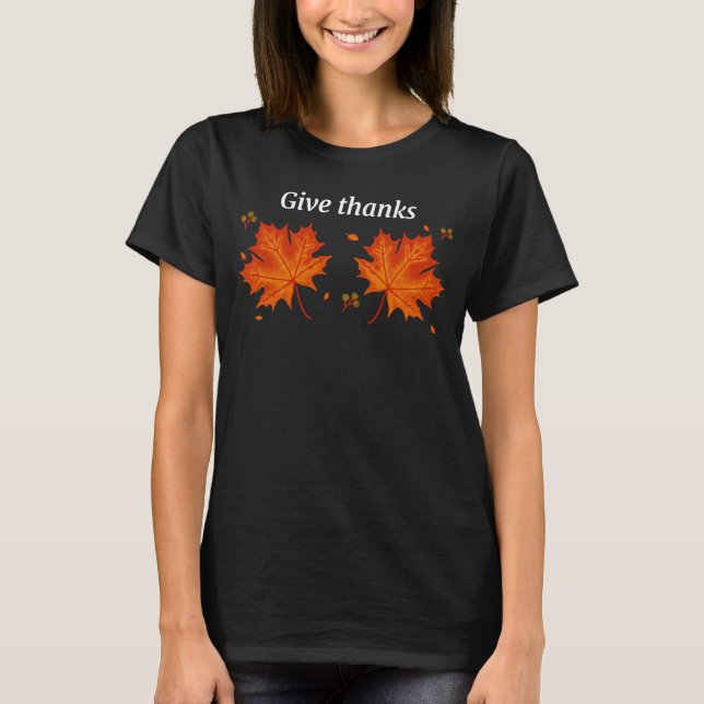 Camiseta de Acción de Gracias de hojas de otoño –  (Anverso)