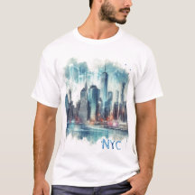 Camiseta de Acuarela Abstracta de Nueva York