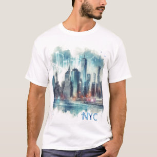 Camiseta de Acuarela Abstracta de Nueva York
