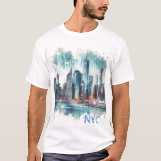 Camiseta de Acuarela Abstracta de Nueva York