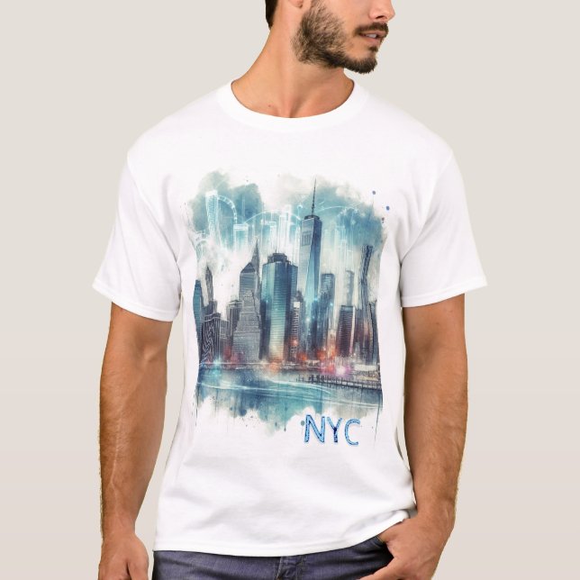 Camiseta de Acuarela Abstracta de Nueva York (Anverso)