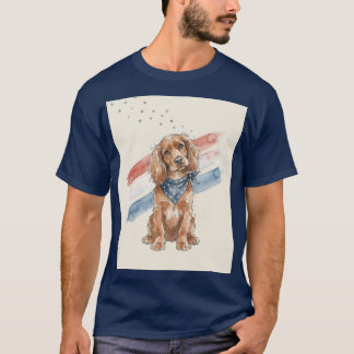 Camiseta de acuarela con Spaniel en bandana estela