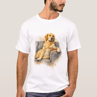 Camiseta de acuarela de Golden Retriever y Whiskey