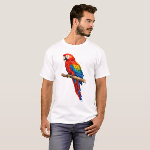 Camiseta de Acuarela de Guacamayo Escarlata Vibran