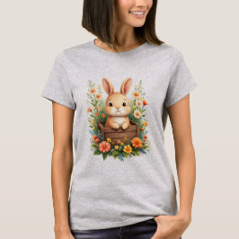 Camiseta de Acuarela de Jardín Floral de Conejo Li