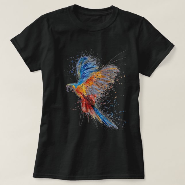 Camiseta de acuarela de loro de tendencia (Diseño del anverso)