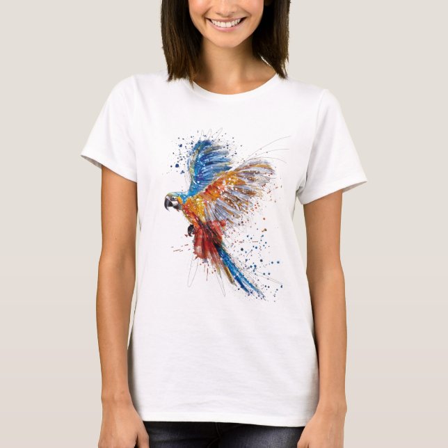 Camiseta de acuarela de loro de tendencia (Anverso)