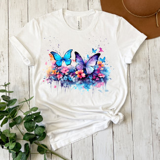 Camiseta de acuarela de mariposa desordenada