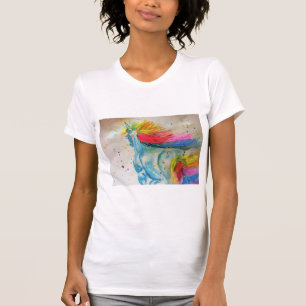 Camiseta de Acuarela de Mujer Unicornio Lindo Arco