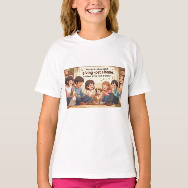 Camiseta de adopción de camisetas - "Dar una famil (Anverso)