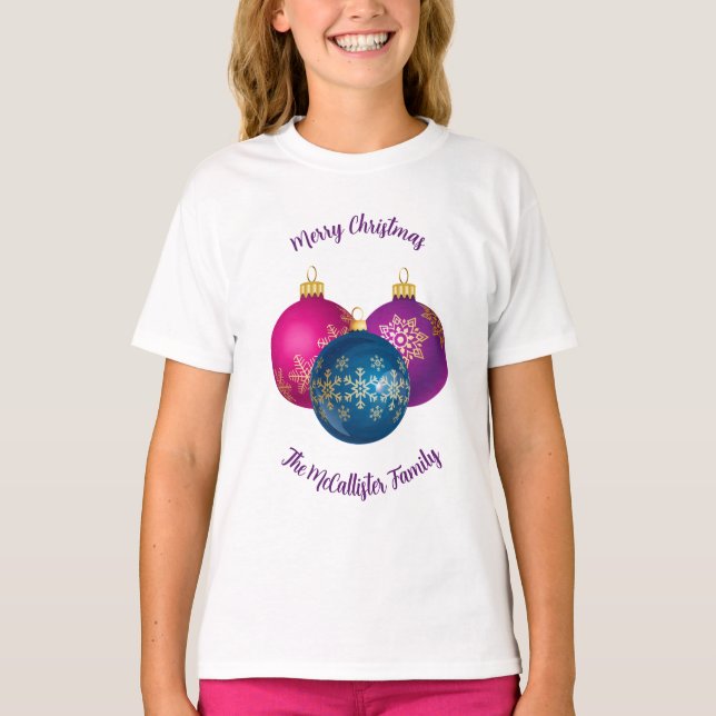 Camiseta de adornos navideños coloridos (Anverso)