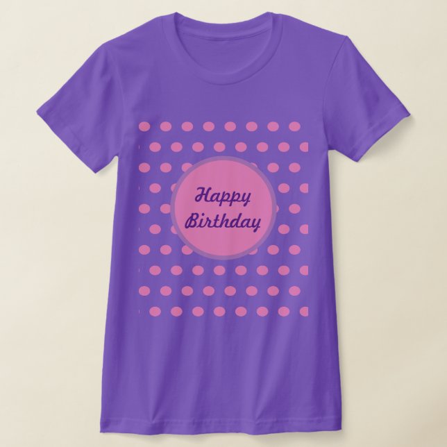Camiseta de Adultos Feliz Cumpleaños (Púrpura y Ro (Distribución)