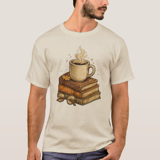 Camiseta de Aficionado a Libros y Café con Estétic