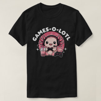 Camiseta de ajolote gamer linda Games-O-Lotl Kawai