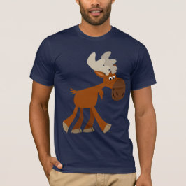 Camiseta de alce de dibujos animados felices y lin