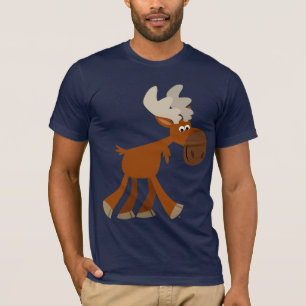 Camiseta de alce de dibujos animados felices y lin