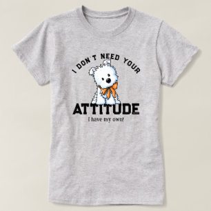 Camiseta de algodón 100% Westie Puppy ACTITUD