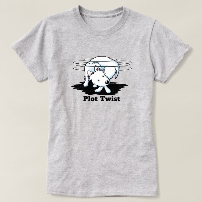 Camiseta de algodón 100% Westie Terrier persiguien (Diseño del anverso)