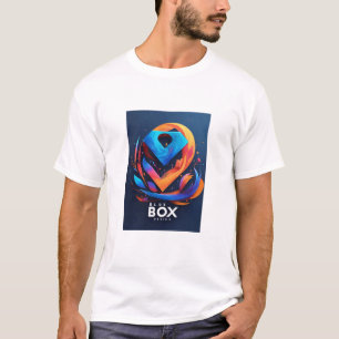 camiseta de algodón blanco de diseño de caja azul