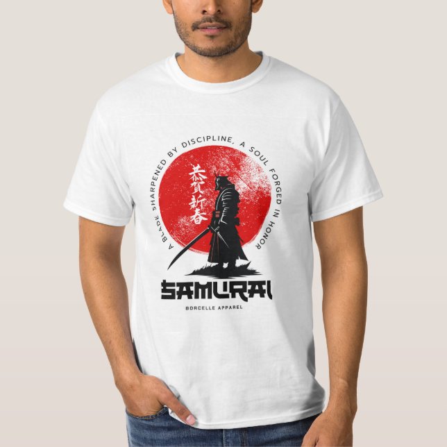 Camiseta de Algodón con Estampa de Samurái – Audaz (Anverso)