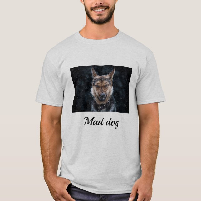 Camiseta de algodón de Perro Loco masculino (Anverso)